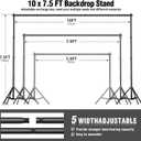 Backdrop Stand 10 x 7.5 FT for Photography Studio, Adjustable Photo Backdrop Stand Kit for Parties, Background Stand with Sandbags, Spring Clamps, Carrying Bag