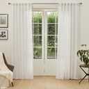 MYSKY HOME Linen Curtains for Living Room, Natural Semi Sheer Curtains & Drapes 84 inches Length 2 Panels Set Farmhouse Country Boho Style Back Tab Draperies for Sliding Glass Door, 50" Wide, Linen