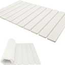 Shonmogar Stone Bath Mat,24 x 15.4 Inch Non-Slip Diatomaceous Earth Bath Mat, Quick Dry Stone Bath Mats for Bathroom, Rollable Shower Mat, Super Absorbent Stone Drying Mat for Bathroom Shower Floor (White)