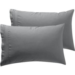 Nestl Dark Grey 2 Pack Microfiber Queen Pillow Cases, 1800 Super Soft Pillowcases with Envelope Closure, Wrinkle, Fade and Stain Resistant Pillow Covers, 20x40 Inches