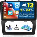 2+64G Android 13 CarPlay Car Stereo Radio for Nissan Altima 2008-2012 (Auto A/C), 9'' HD Touch Screen Compatible with Android Auto, AHD Backup Camera, Mirror Link, GPS Navigation, WiFi, FM RDS