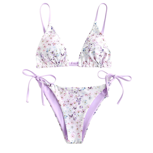 ZAFUL Women's Triangle Bikini Floral String Bikini Set Two Piece Swimsuit Bathing Suits S
