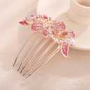 Aimimier Dainty Crystal Hair Comb Sparkly Bow Leaf Rhinestone Inlaid Hair Side Combs Vingtage Long Teeth Hair Clip Wedding Hair Accessories for Women (Pink)