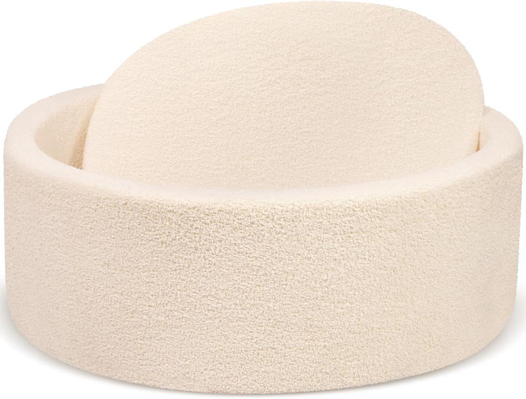 Imitation Teddy Colours Foam Ball Pits 35.4"x 11.8" Soft Round Playpen for Toddlers Dogs Cats with Soft Memory Sponge Indoor and Outdoor Game Beige(Balls not Included)