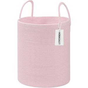 Large Woven Laundry Basket Hamper,100L Cotton Rope Storage Bin for Blankets,Toys and Clothes,Decorative Tall Nursery Hamper for Living Room,Baby Nursery,Bathroom and Bedroom,(Pink, XX Large)