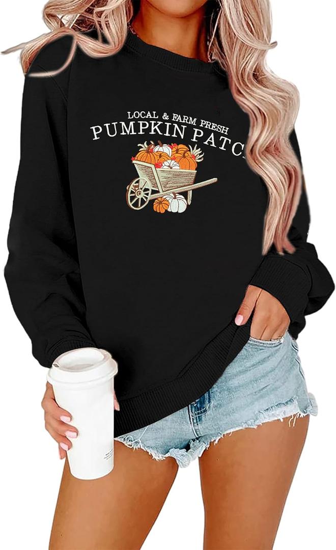 MYHALF Halloween Sweatshirts for Women Ghost Stripes Sweater Cute Spooky Coffee Graphic Pullover Shirts (Black, XXL)