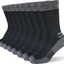 Men's Crew Work Boot Socks, Thick Cushioned Moisture Wicking Hiking Sock 3/4 Pairs (12-15)