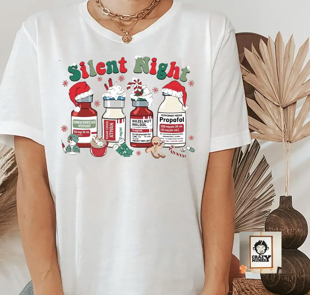 Nurse Holiday Sweatshirt, Funny Medical Xmas Shirt, ICU Nurse Holiday Tee, Festive Christmas Nurse T-Shirt, Size L