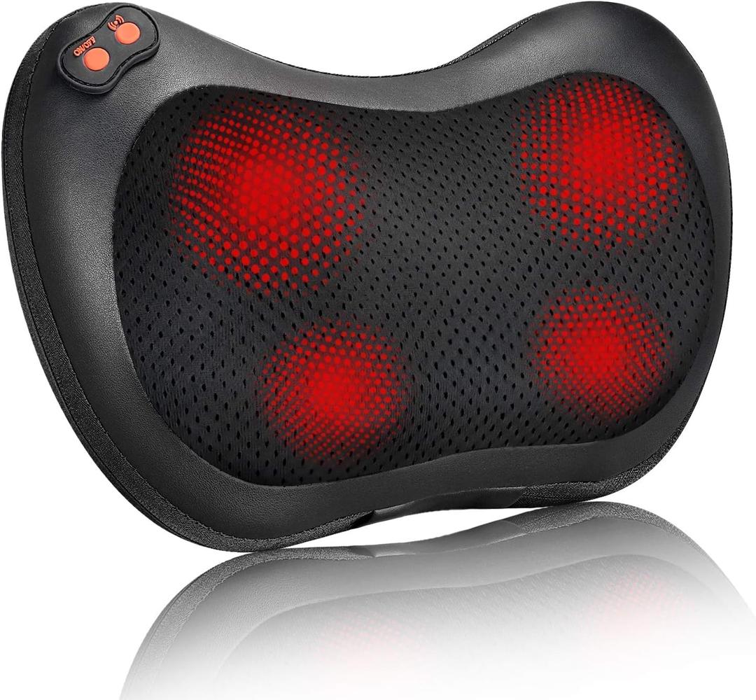 Back Massager, Shiatsu Neck Massager with Heat, Electric Back Massager for Shoulder, Back, Leg, Deep Tissue Kneading Massage to Relief Muscles, Massage Pillow for Mom/Dad/Women/Men (Black)