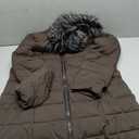 Laundry by Shelli Segal Women's Stretch Quilted Puffer Jacket – Long Winter Coat With Faux Fur Hood, XX-Large, Coffee