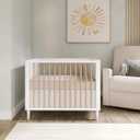 Dream On Me Lucas Mini Convertible Crib in White Oak, Rounded Spindles, Converts from a Baby Crib to Day Bed and Kids Sofa, Perfect for Small Spaces, Three Adjustable Mattress Height Positions,White Vintage Oak