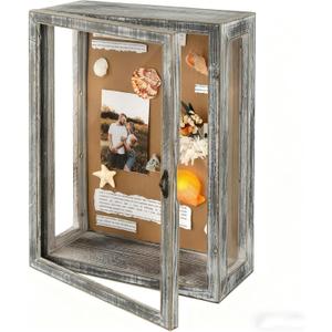 11x15 Shadow Box Frame, Solid Wood Memory Box Display Case with Magnetic Closure Door & Acrylic Glass for Keepsakes,Medals, Photos,Vintage Grey-White 11x15 Shadow Box Frame, Solid Wood Memory Box Display Case with Magnetic Closure Door & Acrylic Glass for Keepsakes,Medals, Photos,Vintage Grey-White