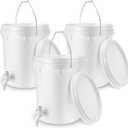 Maxcheck 3 Pack Bucket with Spigot and Lid, Plastic Drink Dispenser with Bottling Bucket Spigot for Self Service Catering and More(5 Gallon)