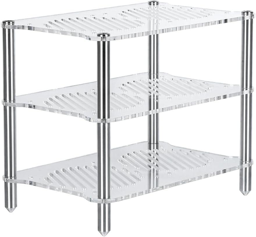 Fosi Audio Acrylic Amplifier Rack for Cooling Fan, Sturdy Audio Equipment Rack for Home Theater, HiFi and AV Component Rack, Ventilated Speaker Stand for Studio and Audio Devices