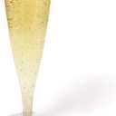 Oasis Creations Plastic Champagne Flute Glasses Set 10 count- 4.5 ounce - Silver Glitter Stem Cups - 2 Pieces - Ideal for Birthday Party, Wedding Reception, Office Parties, and other Celebrations!