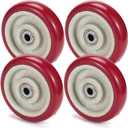 5 Inches Casters Wheels Medium Duty, 4 Packs Bearing 500LBS, Replacement for Platform Trucks Cart Furniture Workbench, Red PVC