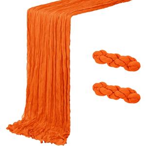 2 Pack Orange Cheesecloth Table Runner 20 x 120 inch Gauze Table Runners 10 FT Long,Semi Sheer Cheese Cloth Fabric Table Runner Bulk for Wedding,Party,Baby Shower,Bridal Shower Decoration