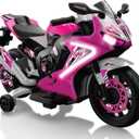 Kid Trax 6V Glow Electric Toddler Kids Motorcycle - Toddler Bike, Indoor/Outdoor Toys, Durable, LED Headlights and Body Light, Realistic Sounds, Kids Ride On Toys, Max Weight 65lbs, Ages 3-6, Pink