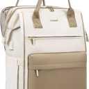 LOVEVOOK Laptop Backpack for Women, 17 Inch Work Teacher Nurse Bag with Laptop Compartment, Large Capacity Business Computer Backpack Purse with USB Port, Stylish Casual Daypack for Travel (Beige & Khaki-b)