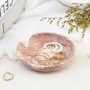 Small Natural Marble Jewelry Tray Key Plate Holder Dish Trinket Decor Catch All Bowl for Ring Earring Stone Gift for Women Daugther,Shell Pink,5.5"