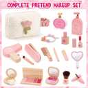 Wooden Makeup Toy Set for Girls Pretend Play Makeup Kit for Toddlers 3-5 with Bag, Birthday Gifts for Girls Toys Kids Aged 3 4 5 6 7 8