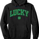Lucky, Shamrock Men Women Kids Irish St. Patrick's Day Pullover Hoodie, 2XL