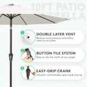 JEAREY 10FT Patio Umbrellas Outdoor Table Umbrella with Push Button Tilt and Crank, Market Umbrella 8 Sturdy Ribs UV Protection Waterproof for Pool, Garden (White)