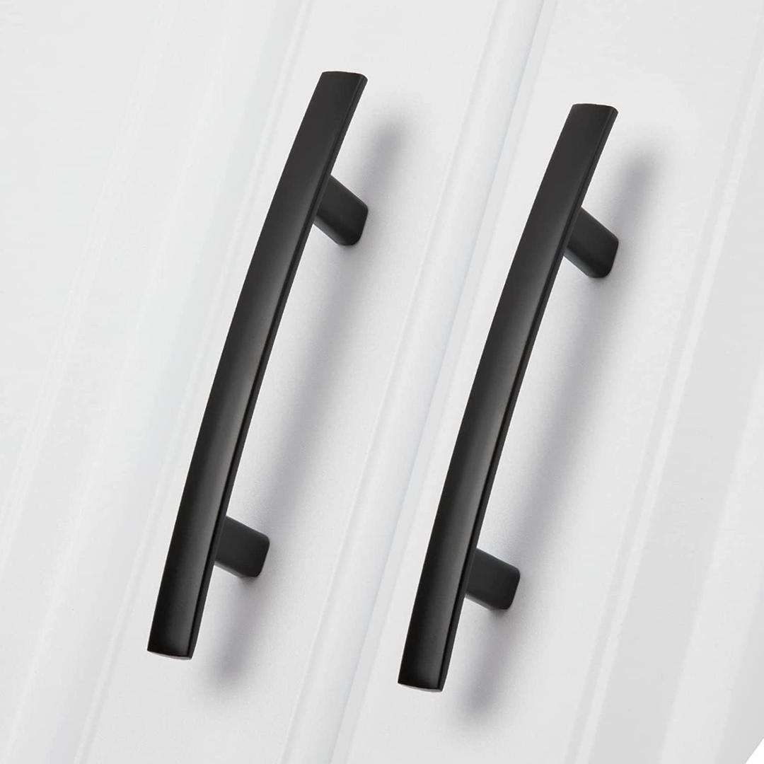 Homdiy 30 Pack Solid Heavy Duty Zinc Alloy Cabinet Handles, Black Cabinet Pulls, 3-3/4 Inch Hole Center Arch Drawer Pulls Modern Hardware for Kitchen Bathroom Cupboard