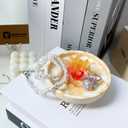 Ceramic Ring Dish with Glow-in-the-Dark Coral, Jewelry Dish Tray for Ring, Earrings, Necklaces, Coral Jewelry Plate Organizer with Greeting Card, Decorative Trinket Dish for Bedroom, Vanity, Bathroom