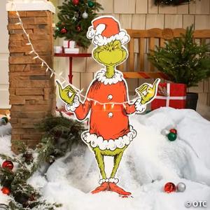 The Grinch Stealing Lights Christmas Wood Decoration, 24 1/2" x 44"