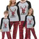 VENTELAN Family Matching Christmas Pajamas Set Holiday Santa Claus Sleepwear Xmas PJS Set for Couples and Kids (2T, Grey Deer)