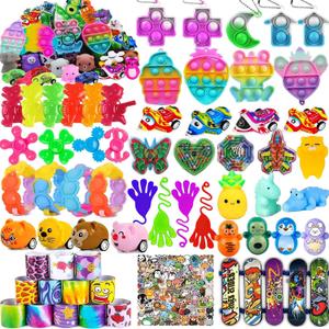 124 Pcs Party Favors for Kids, Goodie Bags Stuffers, Prize Box Toys for Classroom, Treasure Chest Toys, Fidget Toys Bulk, Piñata Fillers, Carnival Prizes