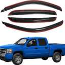 in-Channel Window Deflectors Rain Guards 2007-2013 Chevy Silverado & GMC Sierra 1500/2500HD/3500HD Crew Cab, 4 Piece Set, Smoke Tint, OEM Style, No Exterior Tape Needed (Front & Rear)
