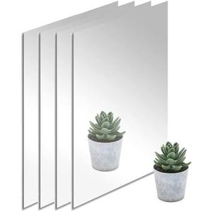 Calvana 12 x 24 Rectangular Acrylic Mirror Sheet 4-Pack, 1.8mm Frameless Wall Mirror, Adhesive Gym Mirrors for Home, Shatterproof & Unbreakable, Non-Glass, Includes Double-Sided Foam Stickers