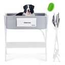 Dog Bathtub Dog Washing Station with Scrubber for Medium Dogs 135lbs or Two Small Pets, B4 Plus Foldable Dog Tub for Bathing and Grooming, Portable Collapsible Dog Shower Tub