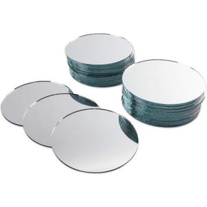 Super Z Outlet Round 4" Inch Glass Mirror Tiles Circles for DIY Arts & Crafts Projects, Traveling, Framing, Mosaic, Decoration (Pack of 50)