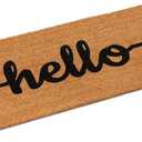 Ecomills Black Hello Coco Coir Door Mat, 22" x 47" x 0.5" - Non Slip Backing, Elegant Front Entry Mat, Natural, Indoor Outdoor, Low Profile, Easy to Clean, Durable Heavy Duty