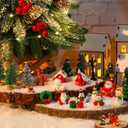 Sawysine 64 Pcs Christmas Miniatures Figurines Santa Xmas Garden Miniature Ornaments Kit Snowman Fairy Resin Ornaments Pine Tree for Garden Accessories(Vivid)