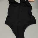 FeelinGirl Shapewear Bodysuit Tummy Control for Women Zip-Up Shapewear Thong Sculpting Snatched Waist V Neck Body Shaper (Medium, Black)