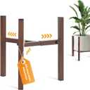 Plant Stand Indoor Adjustable, Metal Modern Indoor Plant Stand, Heavy Duty Plant Stands Outdoor Corner, Stable Plant Holder, Fits 8 to 12 Inches Pots, Black, 1 Pack, Walnut Wood-Grain