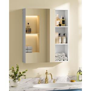 CHOEZON Bathroom Wall Cabinet with Mirror, Bathroom Vanity Mirror Cabinet, Mirrored Medicine Cabinet for Bathroom, Storage Cabinet with Mirror, Wall Cabinet, for Bathroom, Bedroom, Entryway, White