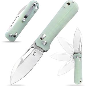 Eafengrow EF963 Folding Knife D2 Blade G10 Handle with Pocket Clip Axis Lock EDC Multitool Knives for Working Camping Outdoor (Jade)