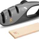 Knife Sharpener, 5 Precision Adjust Kitchen Knife Sharpener with Leather Strop & 3-Stage System to Repair, Restore and Polish Blades
