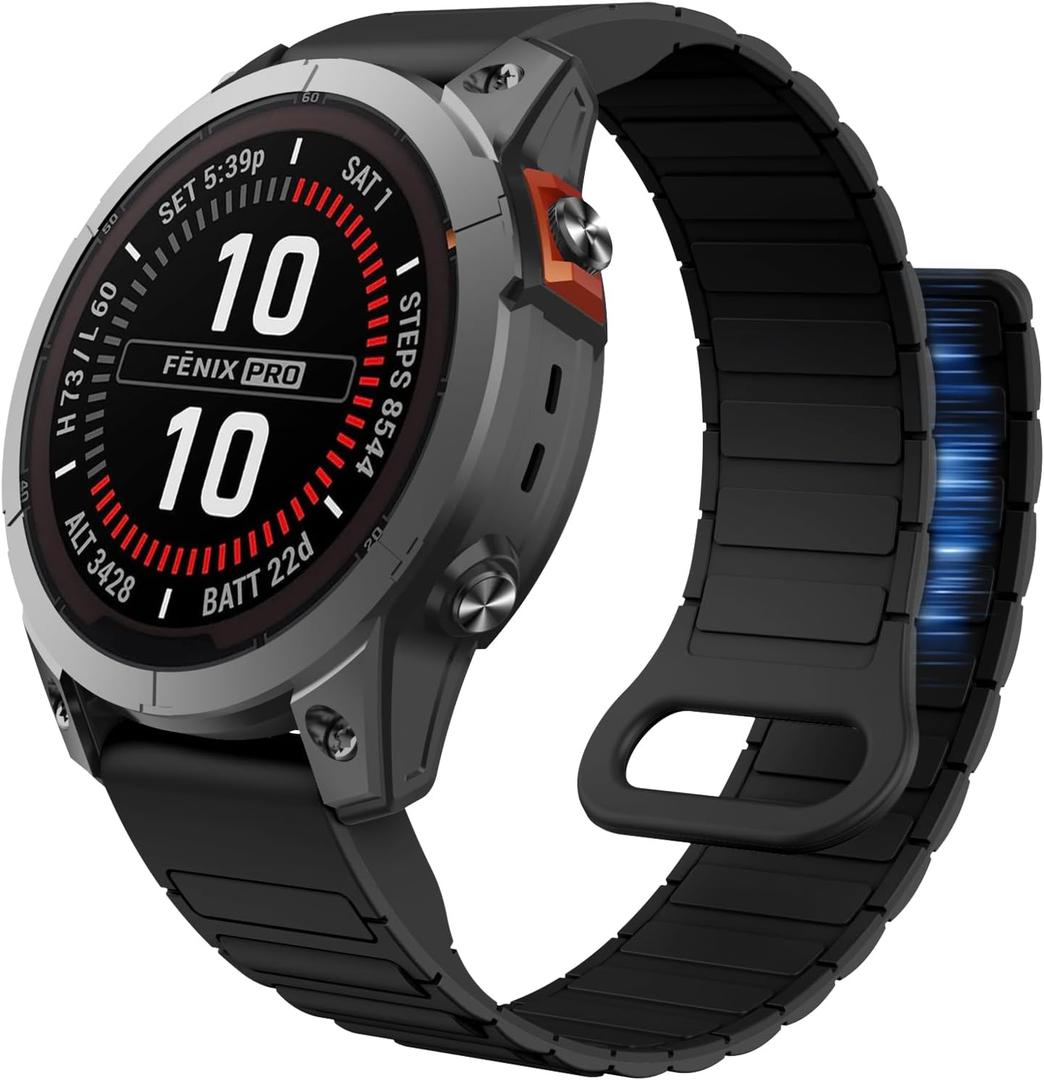 ISABAKE 26mm Strong Bands Compatible for Garmin Fenix 8 51mm/Fenix 7X / Fenix 6X / Fenix 5X/Enduro 2, Quick Fit Silicone Wrist Strap for Fenix 8/7/6/5/Forerunner 935/945/Epix Gen 2 (Black)