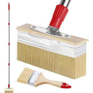 60" Long Handle 7" Deck Stain Brush Applicator with 3" Paint Brush for Woodstains, Oils, Decking, Decking Stains, Deck Coatings, Fence Wall Furniture Paints