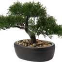 Artificial Bonsai Tree Juniper Faux Plants Indoor Small Fake Plants Decor with Ceramic Pots for Home Table Office Desk Bathroom Shelf Bedroom Living Room Farmhouse Decorations