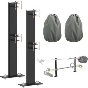 2 Place Weeder Trimmer Racks Holders Hold Carrier for Weeder/Extended Trimmer, Pole Saws, Edgers/Tree Trimmers/Trailer Trimmer Rack/Weed Eater Rack With Trimmer Cover Engine Waterproof Cover 2 Pack