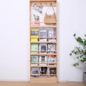 Wooden 5 Tiers Kids Bookshelf, Wall Mount Shelf with Hooks, Organizer for Toys and Books, Space Savin