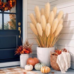 Fuutreo 6 Pcs 3ft Tall Artificial Fall Plants, Beige Reed Grass
