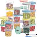 Yomarket 24pcs 16 oz Plastic Deli Containers with Screw Lids, Small Freezer Container Reusable 2 Cup Food Storage Container with Pen & Brush for Snack Salad Fruit, Microwave & Dishwasher Safe BPA Free